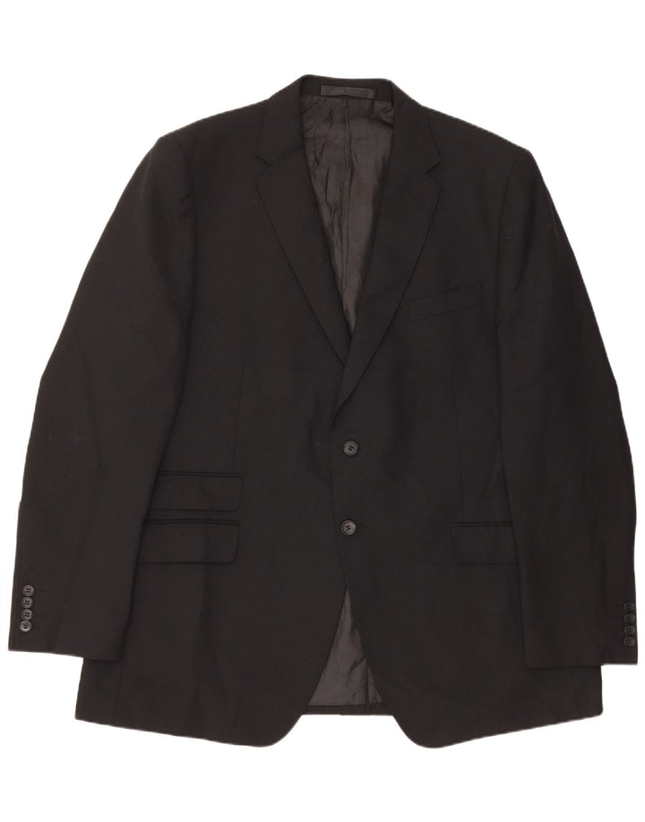Giacca blazer da uomo a 2 bottoni Marks & Spencer taglia 46 XL poliestere nero