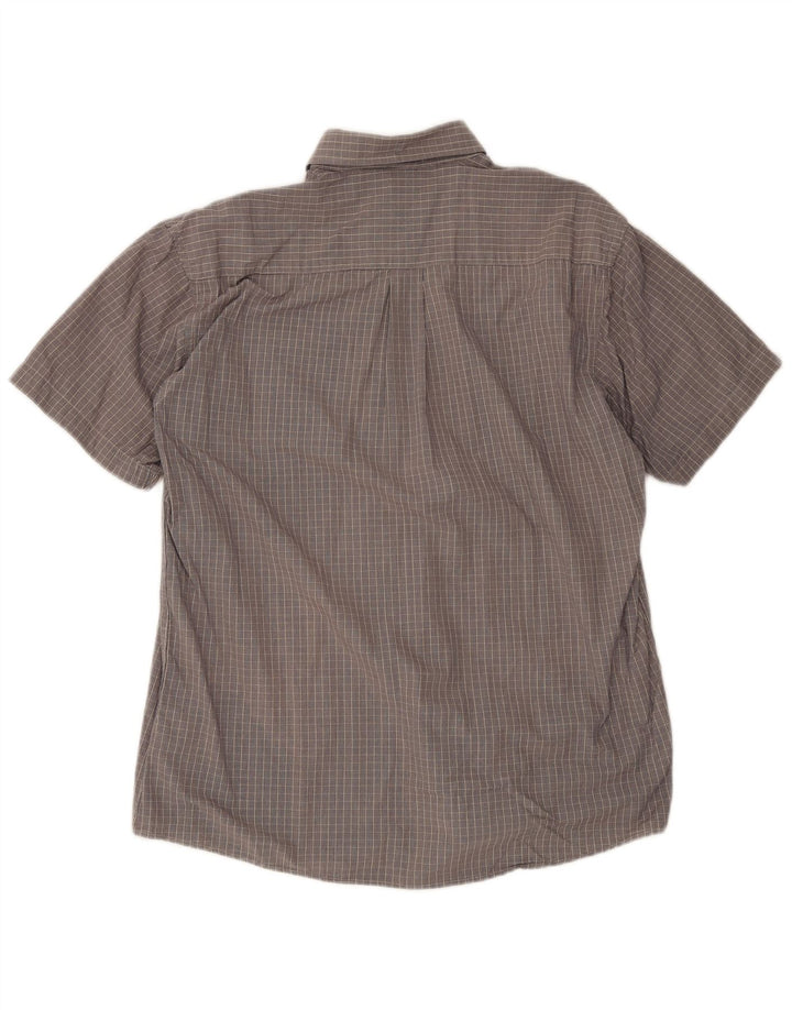 Camicia a maniche corte da uomo Brugi taglia 41 in cotone a quadri grigi grandi