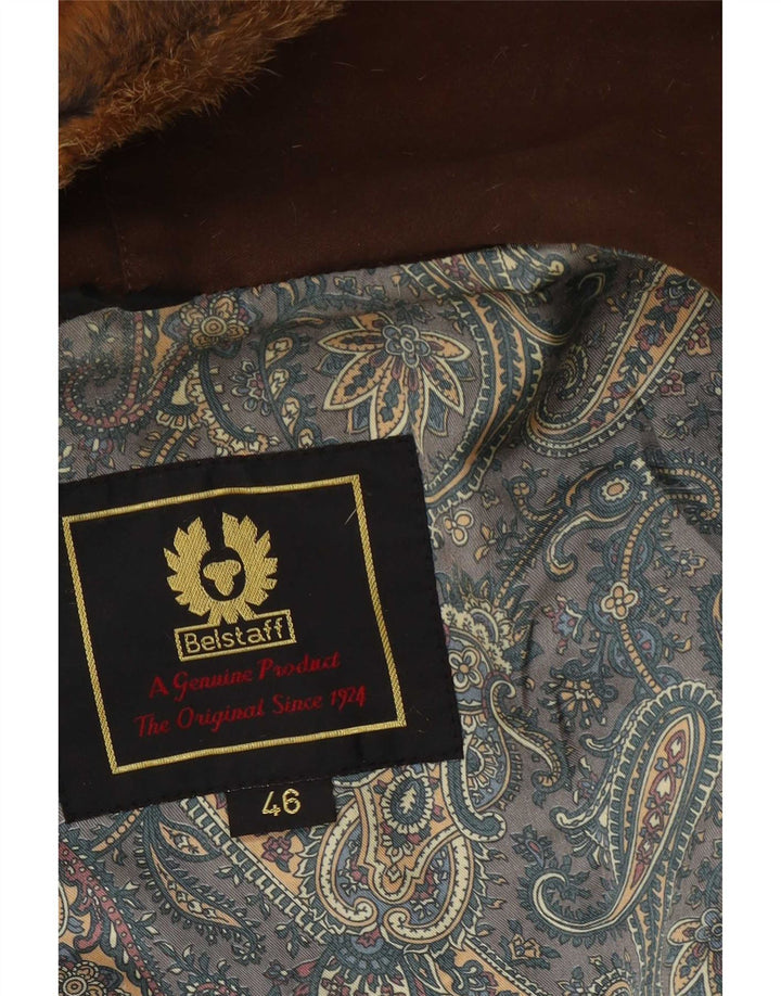 Giacca da donna in cotone cerato con cappuccio Belstaff IT 46 Large Marrone
