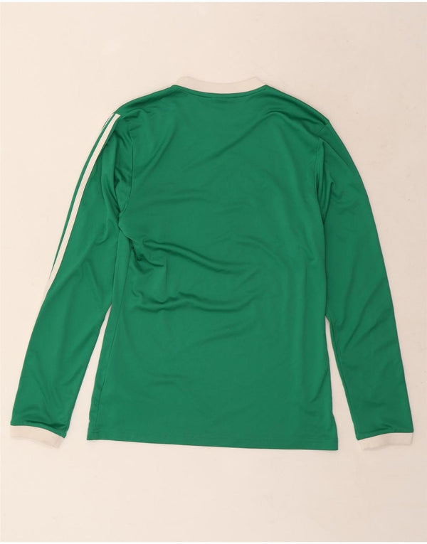 Top Adidas da uomo a maniche lunghe in poliestere a righe piccole verdi