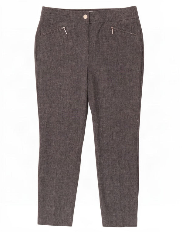 Pantaloni casual a vita alta da donna Marks & Spencer UK 14 Large W32 L27 Grigio