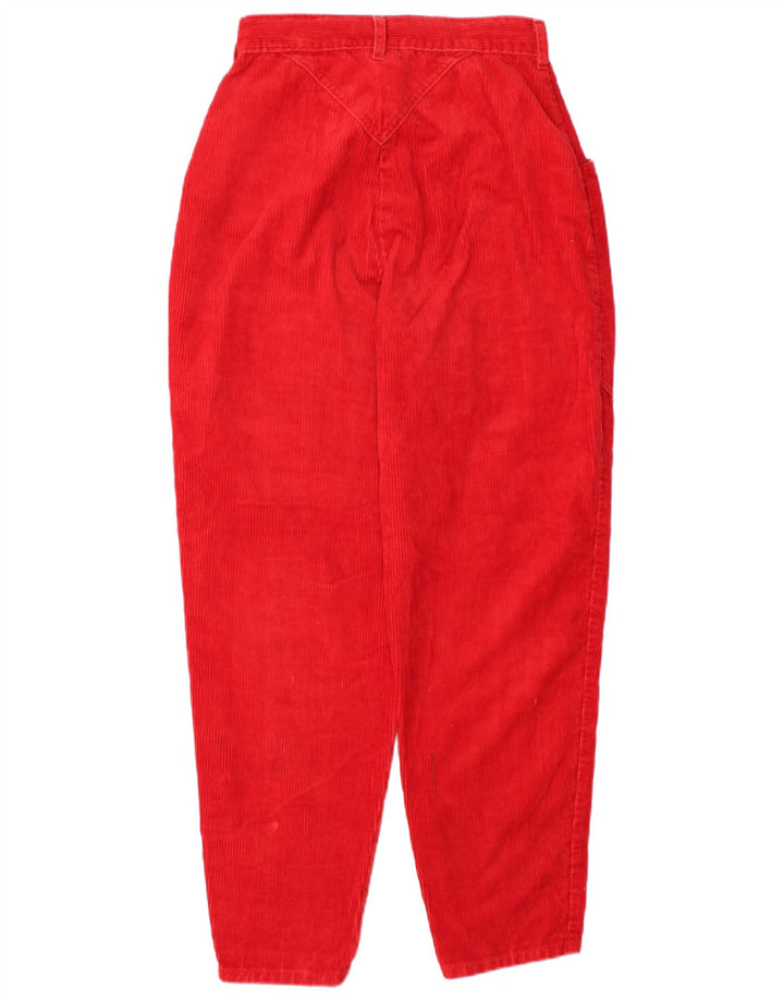 ST. Pantaloni di velluto a coste a vita alta da donna BERNARD UK 12 Medium W24 L27 Rosso