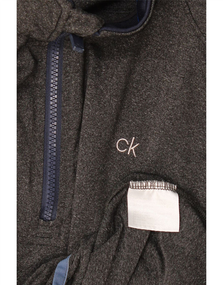 CALVIN KLEIN Top da tuta pullover con zip e collo da uomo XL poliestere grigio