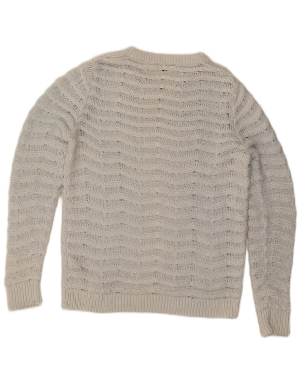 TOMMY HILFIGER Maglione da donna con scollo a barca UK 14 Grande cotone bianco