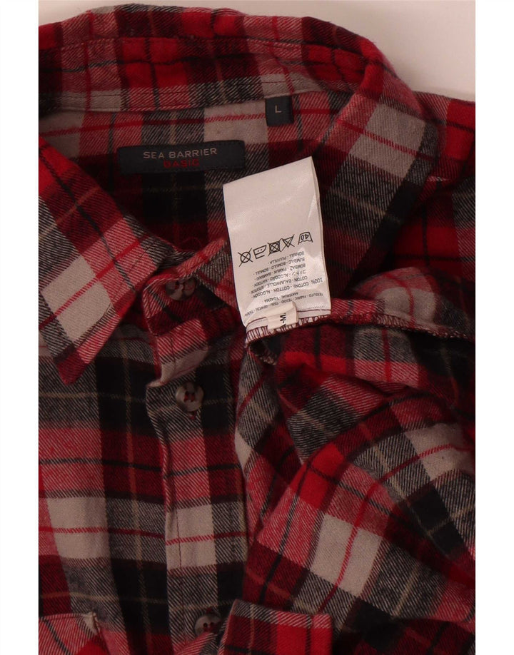 Camicia da uomo in flanella Sea Barrier, cotone a quadri rossi grandi
