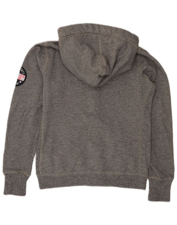 Maglione con cappuccio e zip grafica da donna SUPERDRY UK 14 Cotone grigio medio