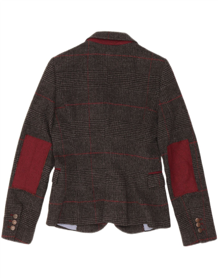 Giacca blazer da donna a 1 bottone Zara UK 10 piccola lana pied de poule grigia