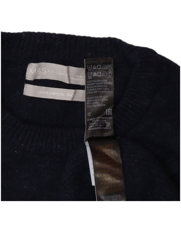 Maglione maglione girocollo da donna Marks & Spencer UK 12 Lana blu navy medio