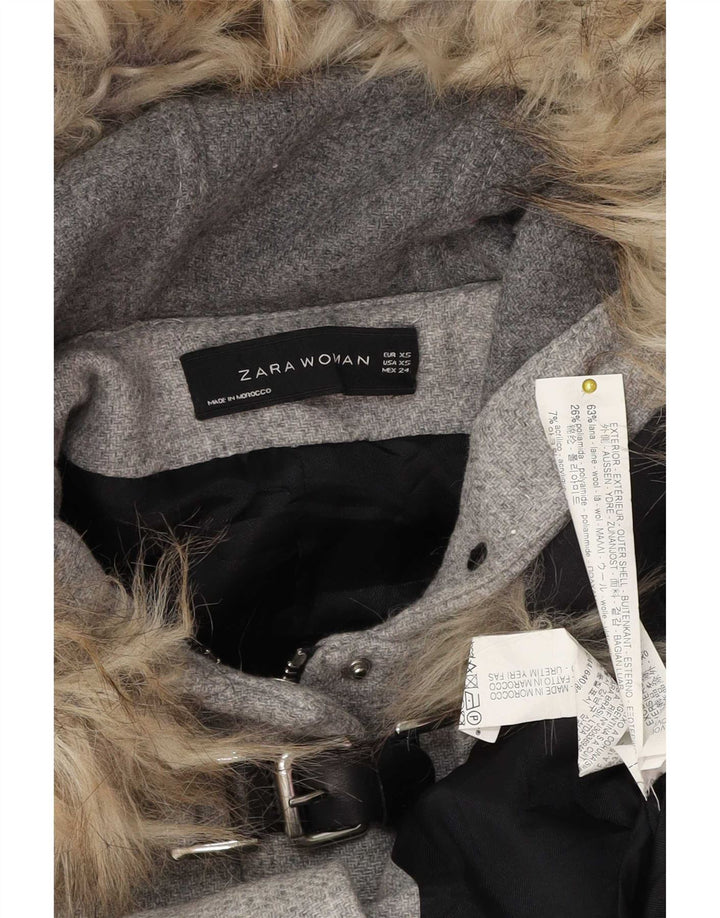 Montgomery oversize con cappuccio da donna Zara UK 6 XS grigio lana
