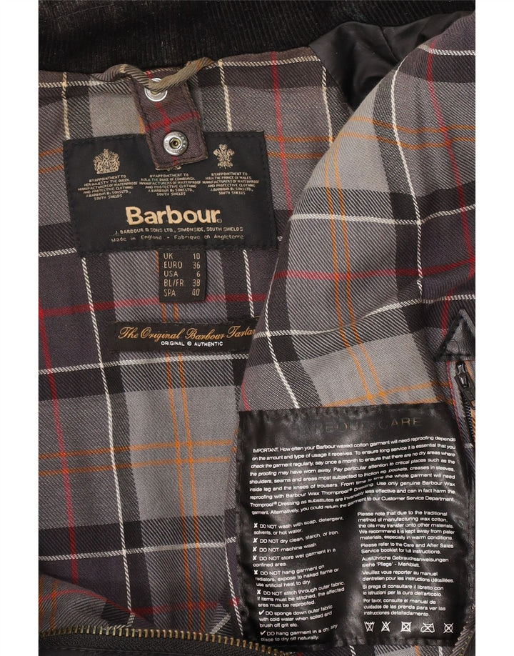 Giacca da donna oversize in cotone cerato Barbour UK 10 piccola nera
