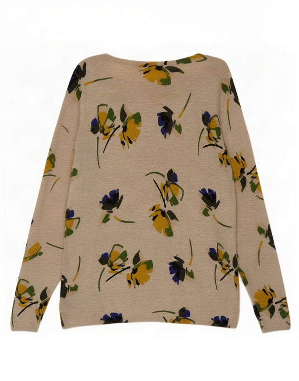 Maglione maglione con scollo a barca da donna Marks & Spencer UK 12 Beige medio floreale