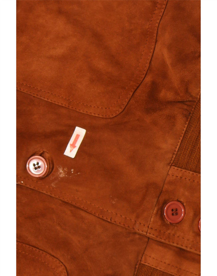 Giubbotto bomber in pelle scamosciata vintage da uomo EU 52 XL in pelle marrone