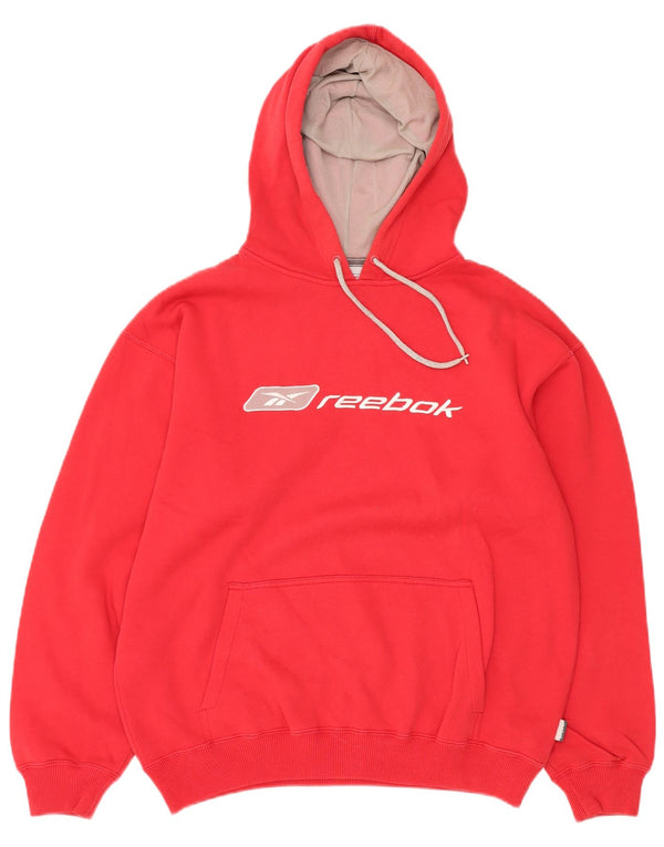 REEBOK Mens Loose Fit Graphic Hoodie Jumper XS Red Cotton