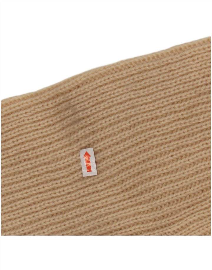 Maglione maglione collo alto da donna VINTAGE UK 12 Acrilico a righe beige medio