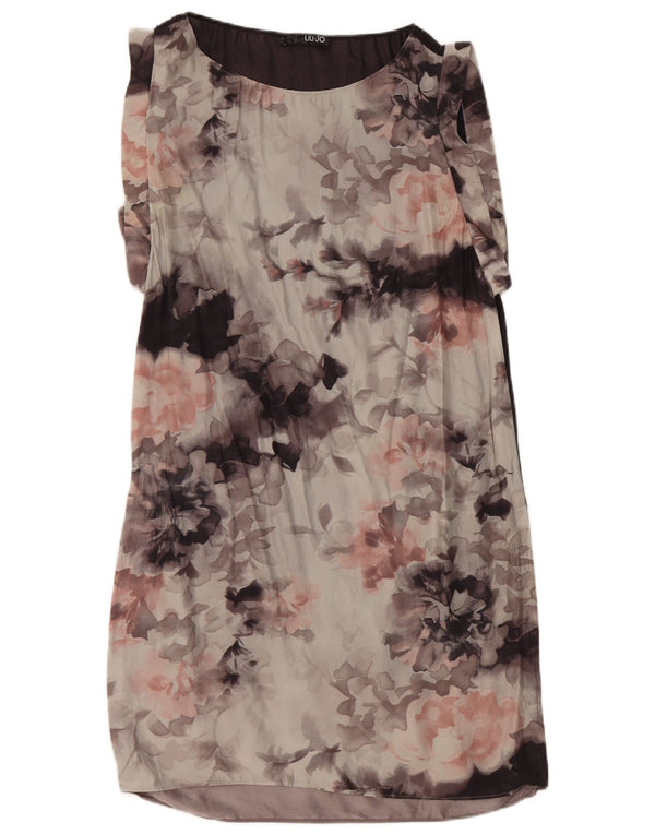Liu Jo Womens Sleeveless Shift Dress IT 42 Medium Grey Floral