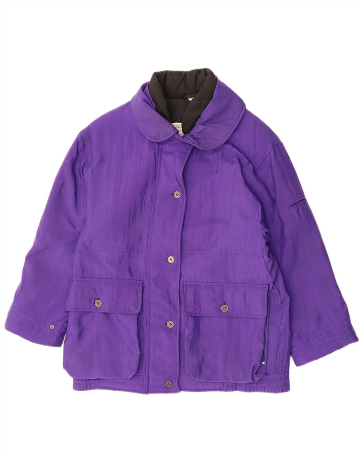 Giacca da sci oversize da donna vintage UK 8 Small Purple Polyamide Retro