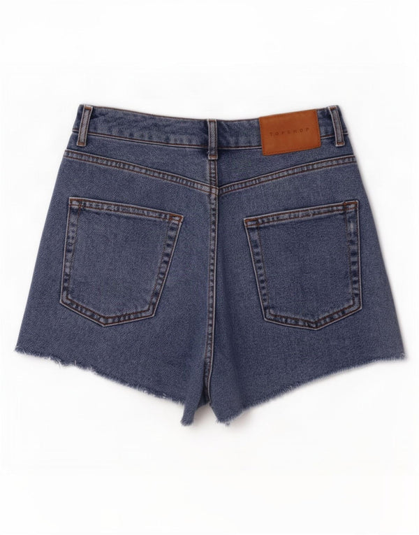 Topshop Pantaloncini di jeans mamma da donna UK 10 piccoli W26 cotone blu