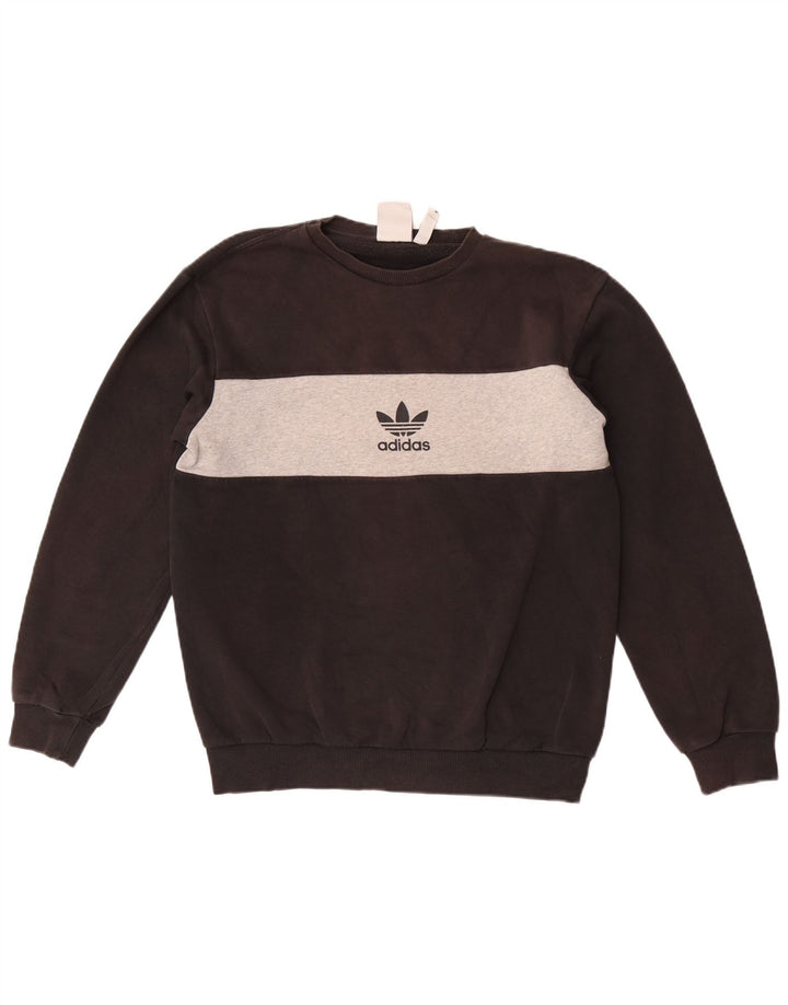 Felpa con grafica Adidas da uomo, piccola, in cotone color block nero