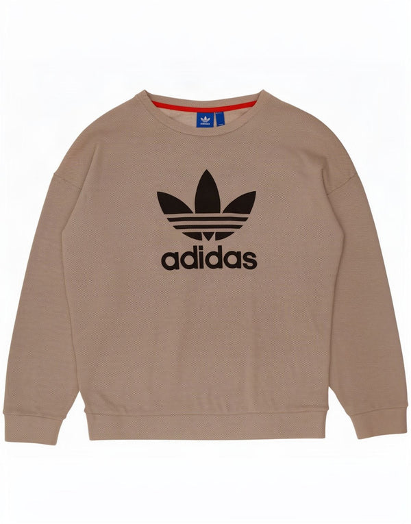Felpa grafica da donna Adidas maglione UK 14 grande grigio