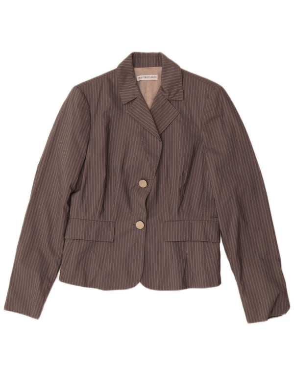 Giacca Blazer 2 Bottoni Donna TRUSSARDI IT 44 Cotone Gessato Grigio Medio