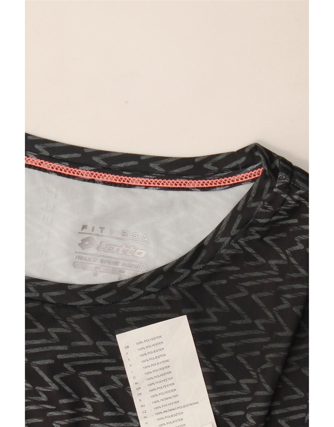 T-shirt da donna Lotto Top UK 12 Medium Black Chevron Poliestere