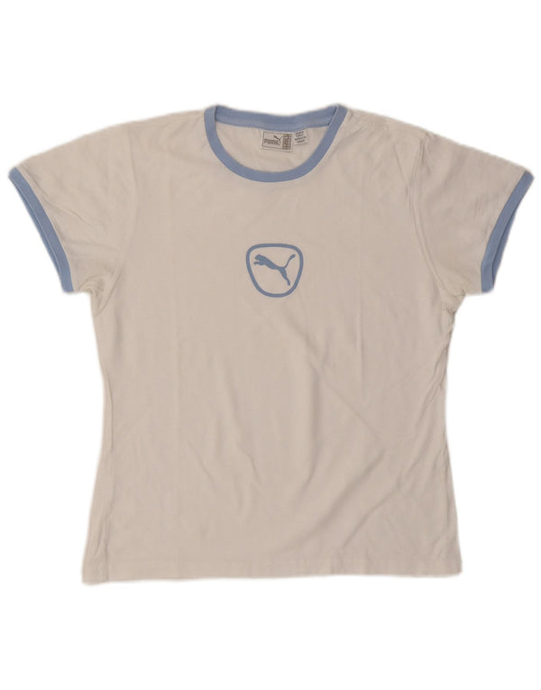 T-shirt grafica da donna Puma UK 14 Medium Bianca