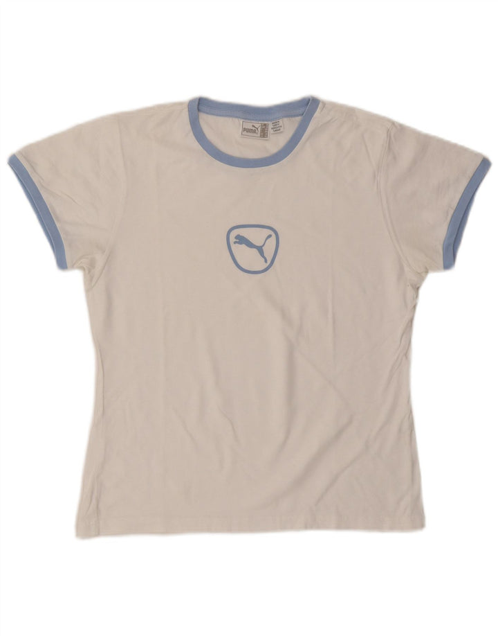 T-shirt grafica da donna Puma UK 14 Medium Bianca