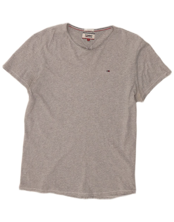 T-shirt slim fit da donna Tommy Hilfiger Top UK 16 grande cotone grigio