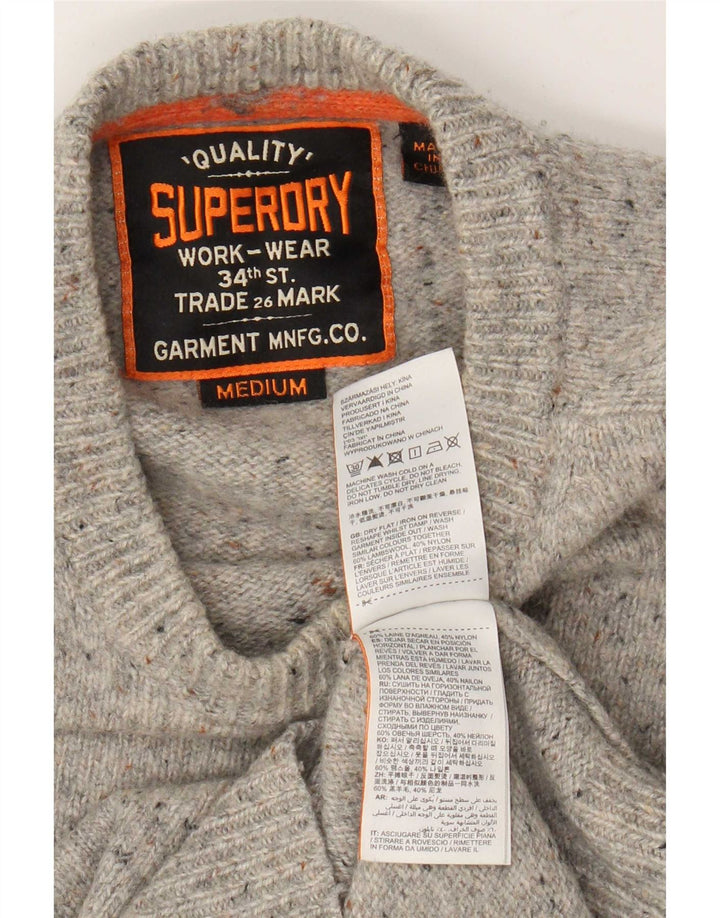 Superdry Maglione girocollo da donna girocollo in lana d'agnello screziata grigio medio