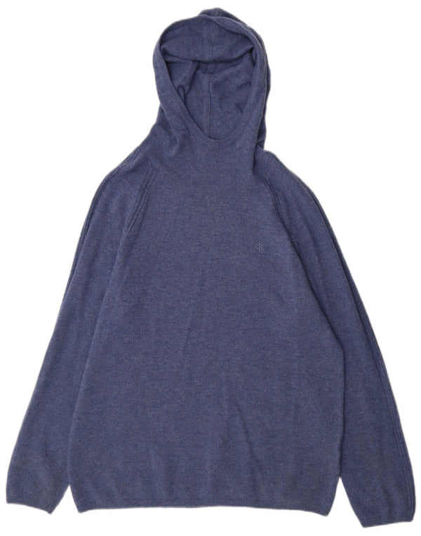 Maglione con cappuccio da uomo Calvin Klein piccolo blu screziato