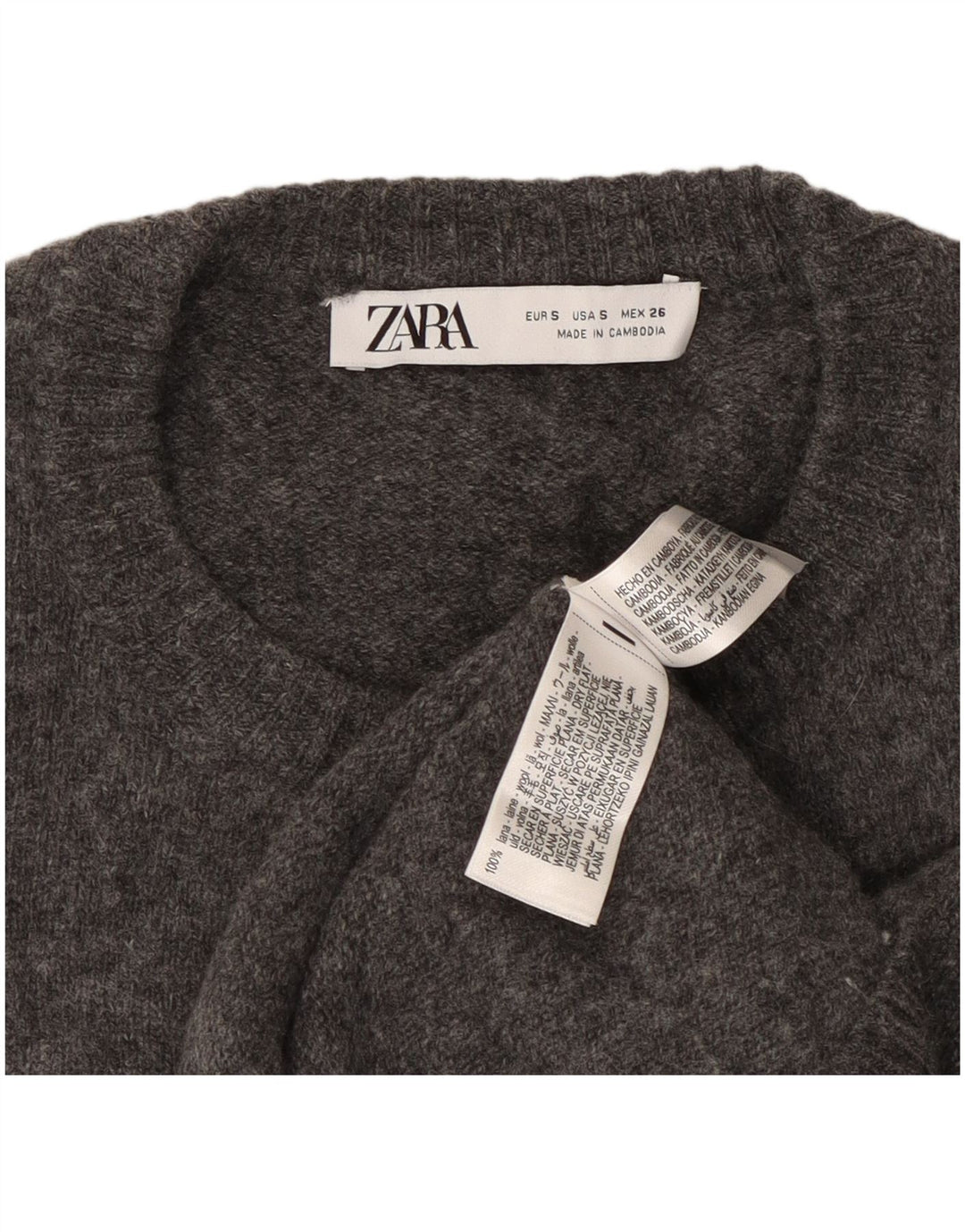 Maglione cardigan da donna Zara UK 10 piccolo grigio lana