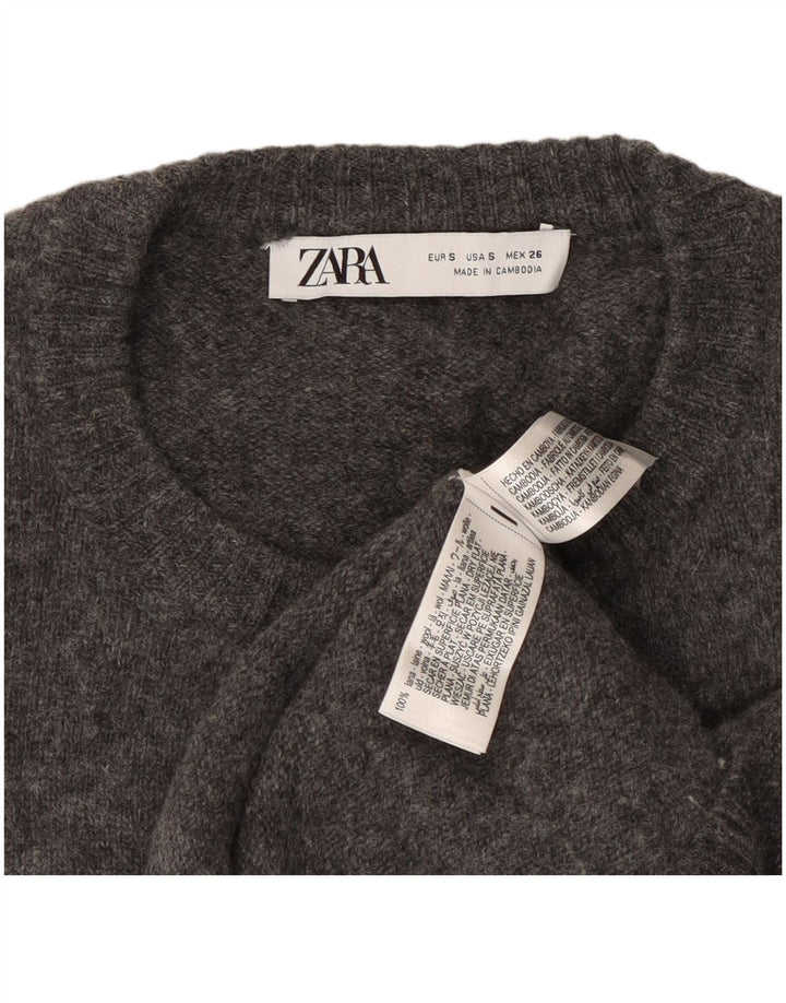 Maglione cardigan da donna Zara UK 10 piccolo grigio lana