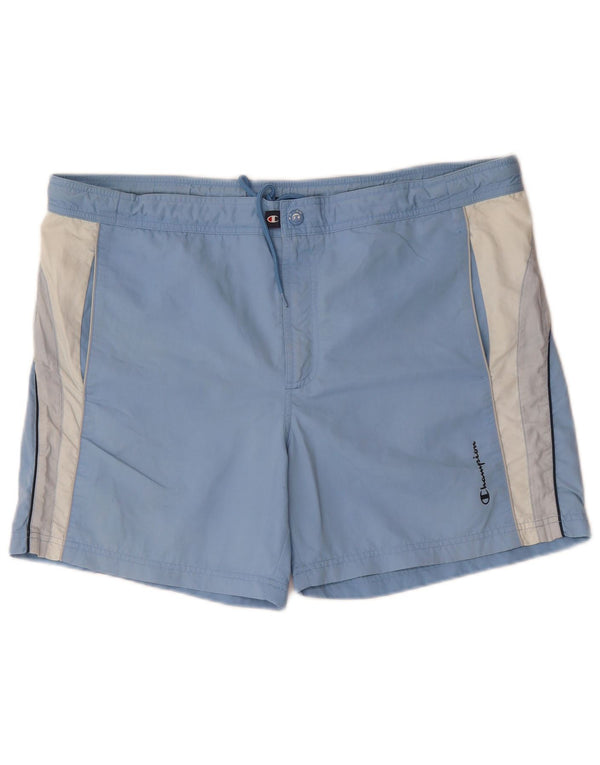 Pantaloncini da bagno da uomo Champion Large in poliestere color block blu