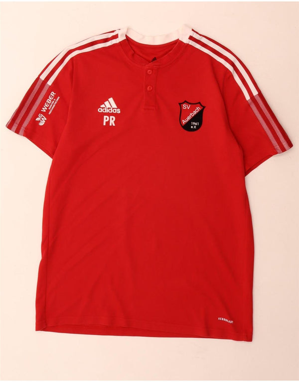 T-shirt grafica da uomo Adidas Aeroready Top in cotone color block rosso medio