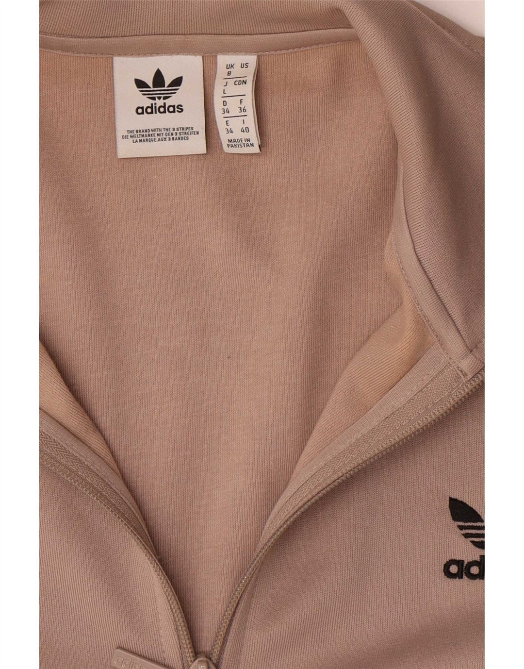 Giacca da ginnastica oversize da donna Adidas UK 8 Small Beige Poliestere