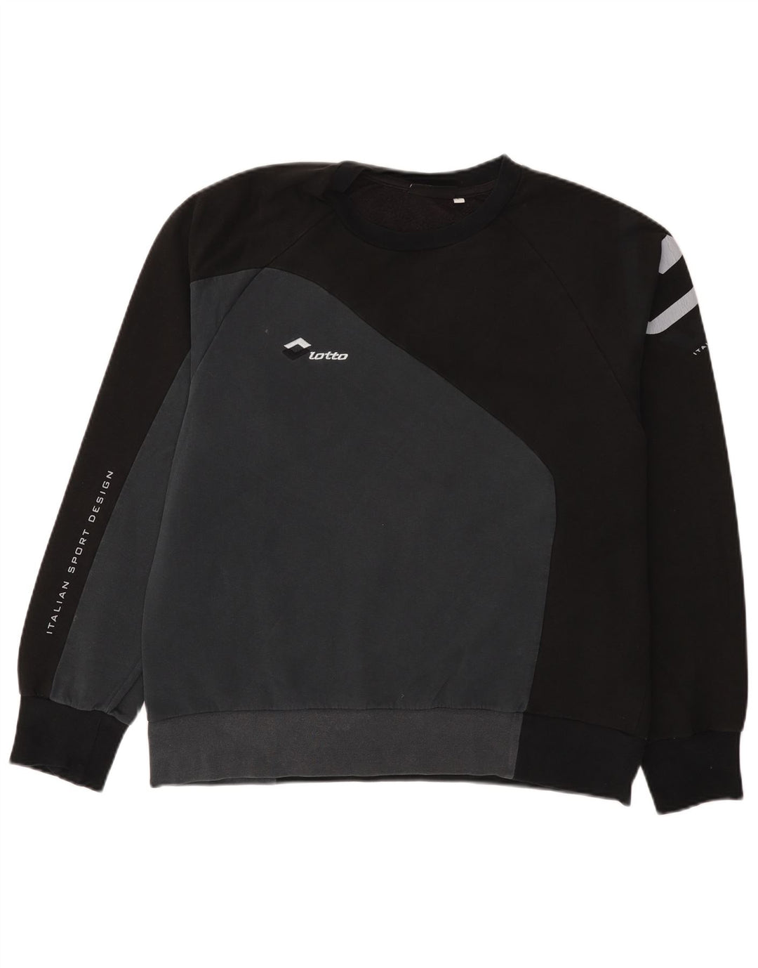 Felpa grafica da uomo Lotto Maglione grande in cotone color block nero