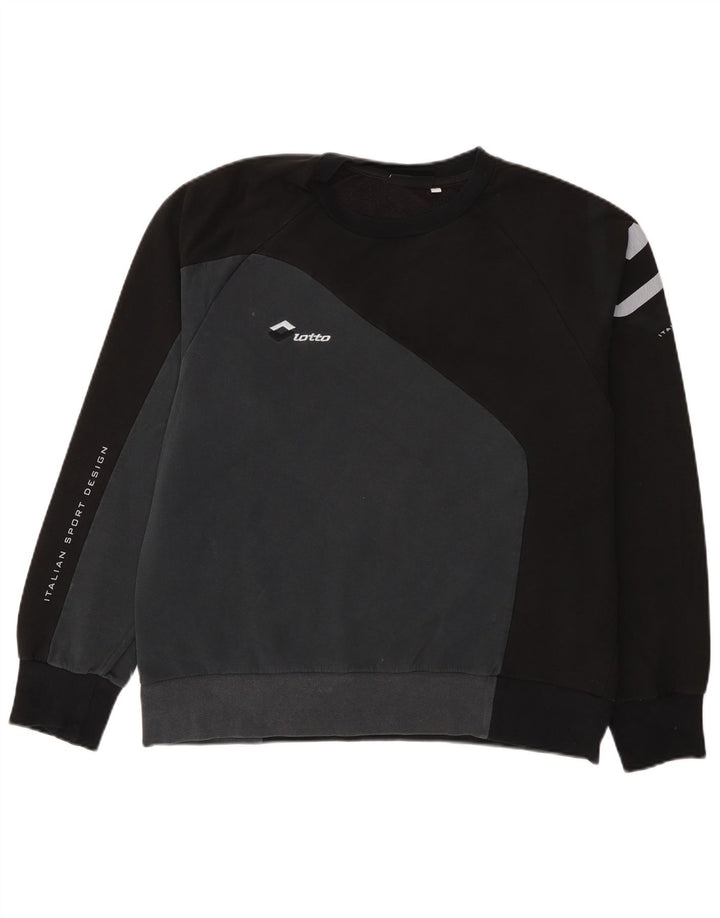 Felpa grafica da uomo Lotto Maglione grande in cotone color block nero