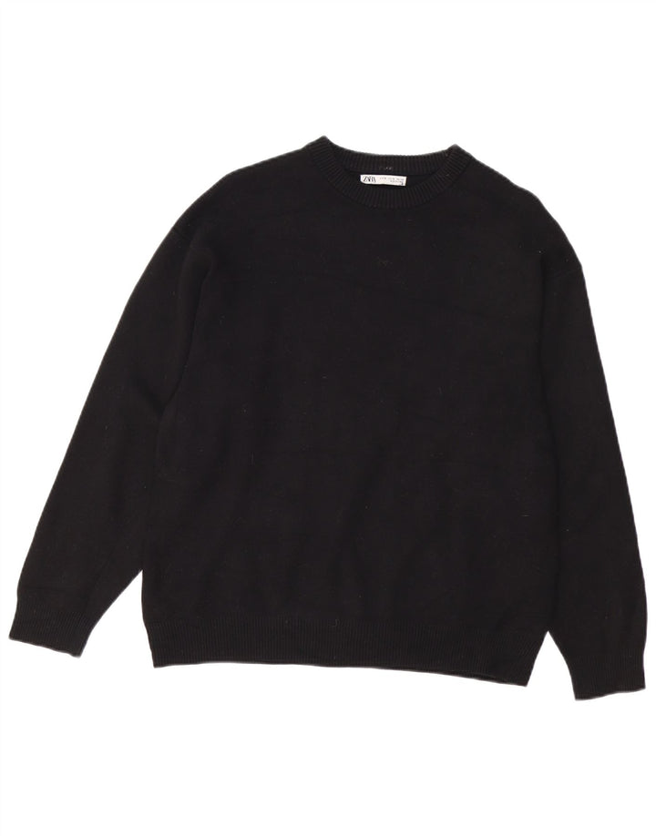 Maglione maglione girocollo da donna Zara UK 14 viscosa nera media