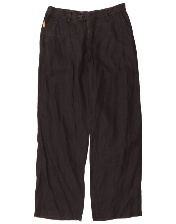 Pantaloni da abito dritti da uomo Armani UK 40 medio W34 L33 lino nero