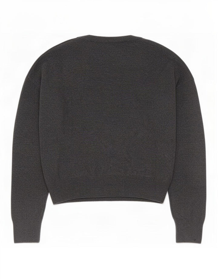 Maglione oversize con scollo a V da donna Zara UK 10 piccolo grigio poliammide