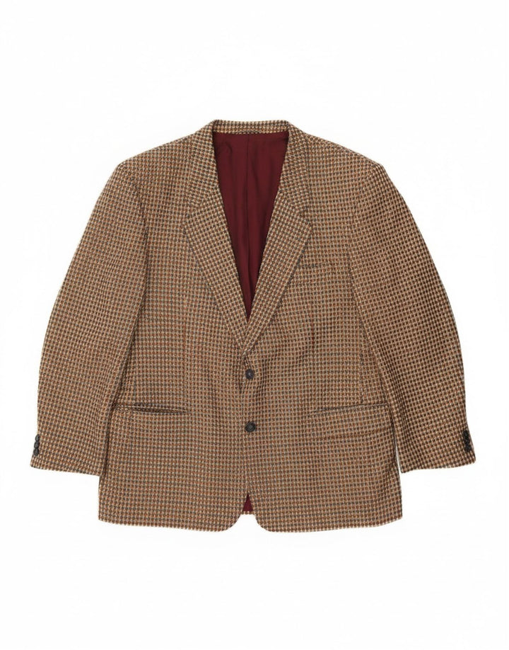 Giacca blazer da uomo a 2 bottoni Luigi Botto UK 40 grande lana pied de poule beige