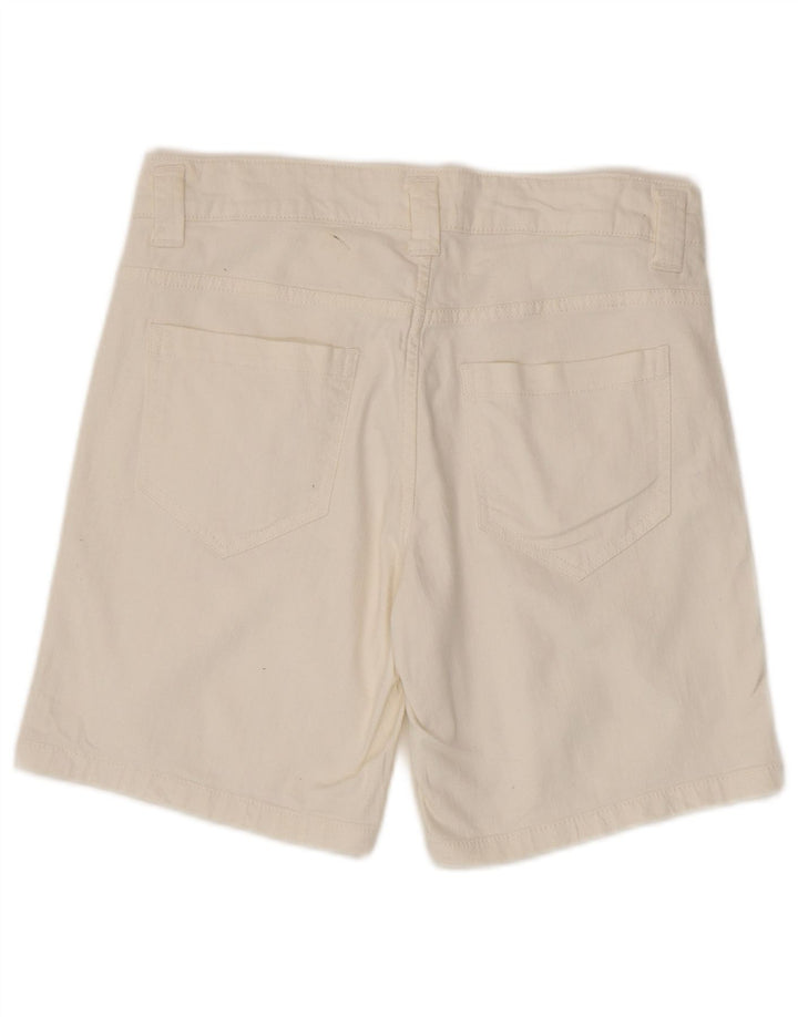 Pantaloncini di jeans da donna Benetton UK 8 piccoli W30 cotone bianco