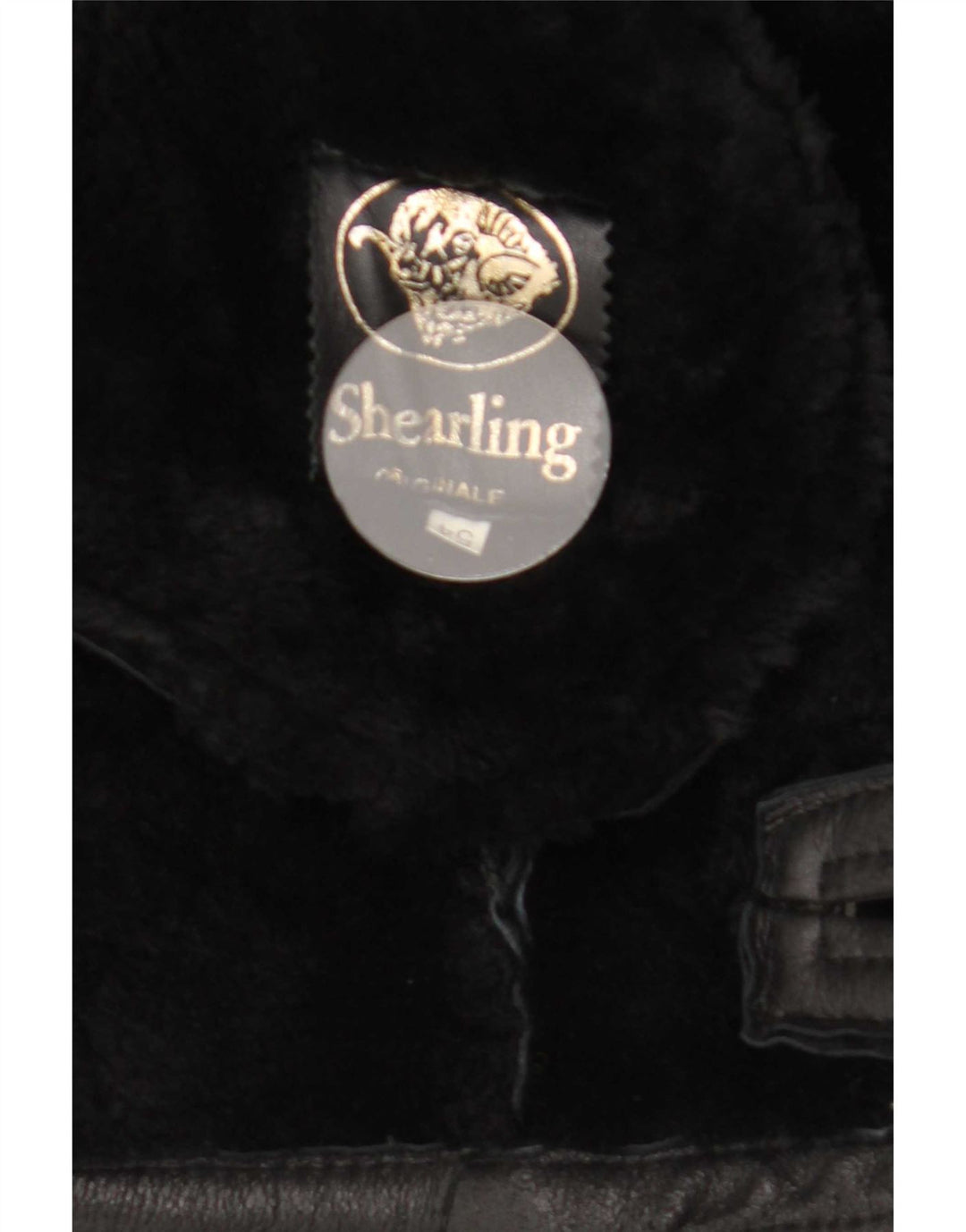 Giacca in shearling vintage da uomo IT 54 2XL Shearling nero