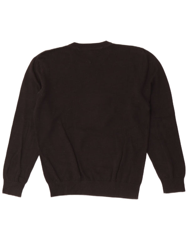 Tommy Hilfiger Mens Crew Neck Jumper Sweater Large Black Cotton