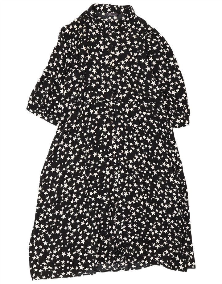 Abito lungo da donna Marks & Spencer con motivo astratto UK 18 XL Nero
