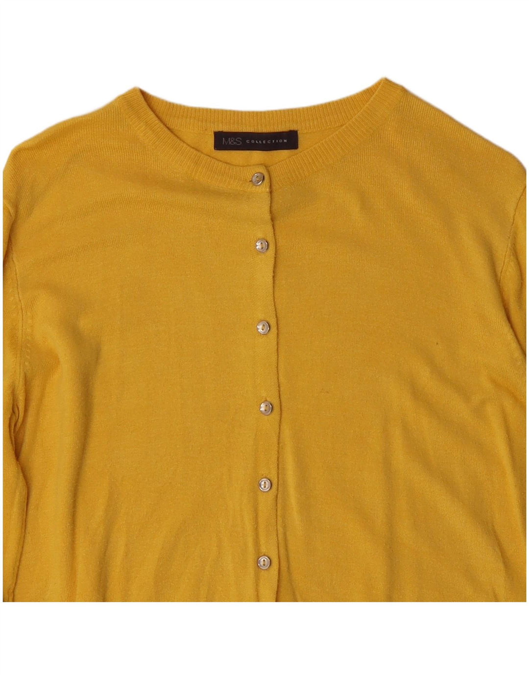 Maglione cardigan da donna Marks & Spencer UK 14 Viscosa giallo medio
