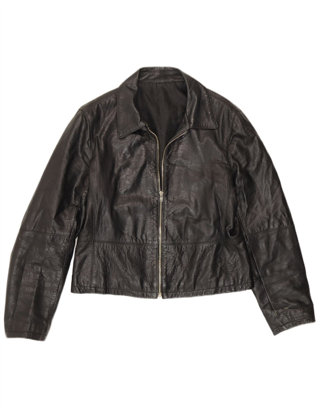 Giacca in pelle vintage da donna IT 48 XL Nera