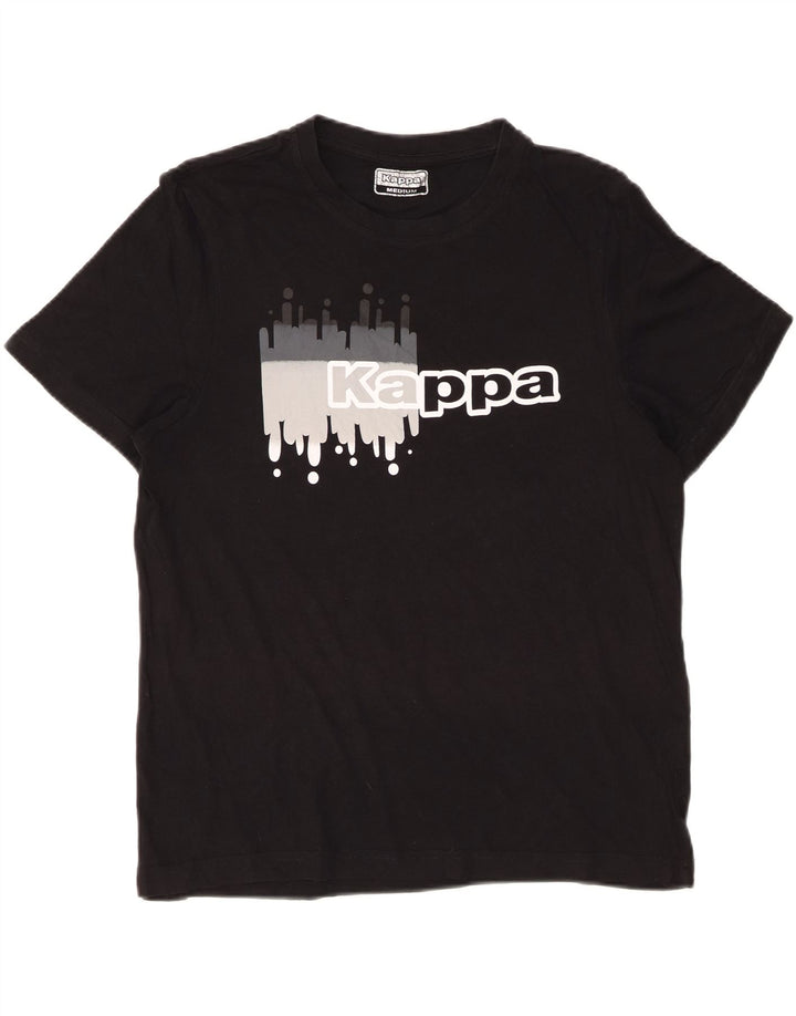T-shirt grafica da donna KAPPA Top UK 14 cotone nero medio
