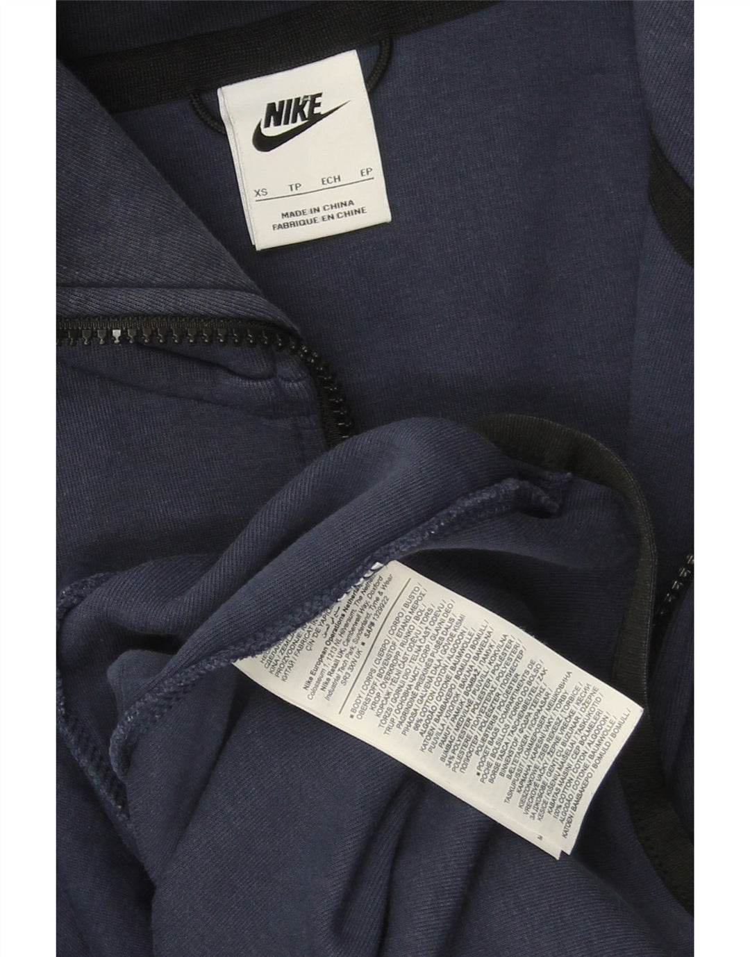 Felpa con cappuccio e zip da uomo NIKE XS in cotone blu navy