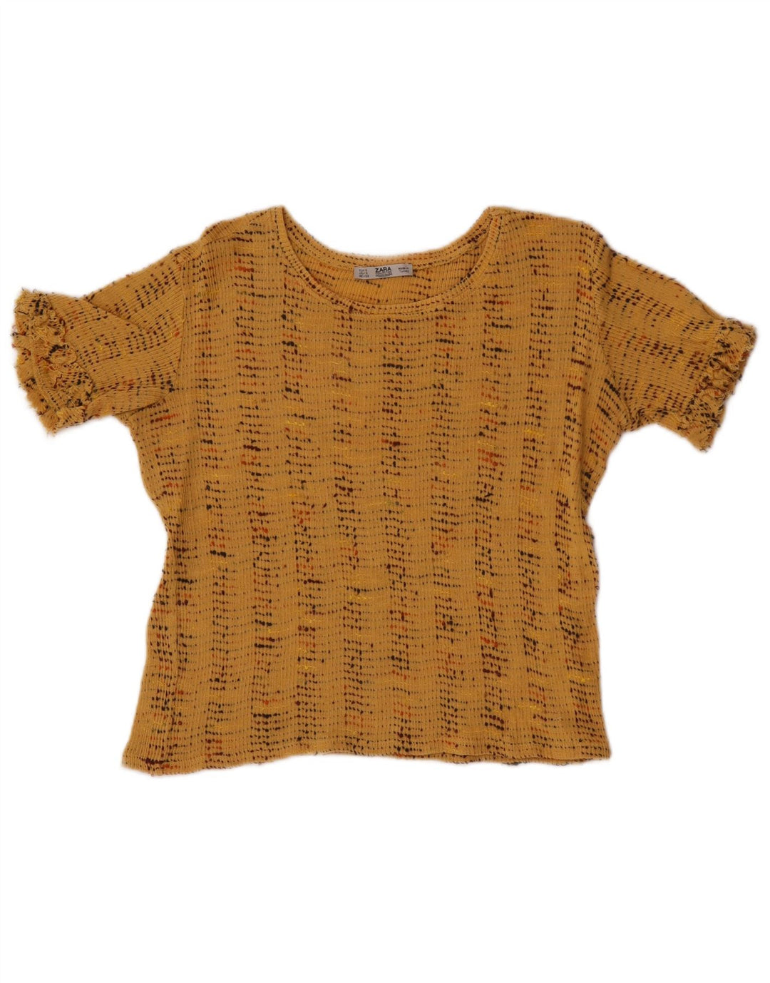 Top corto in camicetta corta da donna Zara UK 10 piccolo beige a righe